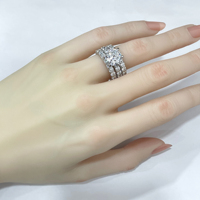 Bague de luxe en argent S925 avec moissanite 4 carats, ensemble de 3 bagues empilables pour femme, alliance ou bagues de fiançailles en moissanite