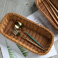 Panier de rangement en rotin PP lavable avec poignée, plateau de service en osier de qualité alimentaire pour restaurant et cuisine, certifié LFGB
