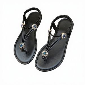 Sandalias Planas de Verano para Mujer, con Pedrería, Parte Superior de PU Transpirable, Diseño Sexy, Suela de Goma, Venta al Por Mayor - Product Image 2