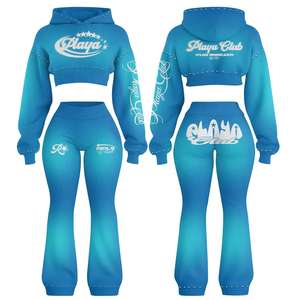 Soft Fabric <b>Zip</b> Hoodie Jogger Pants Winter Eco-Friendly Daily Wear Wholesale Ladies Premium <b>Hooded</b> Tracksuit Custom Embroidery - Product Image 5
