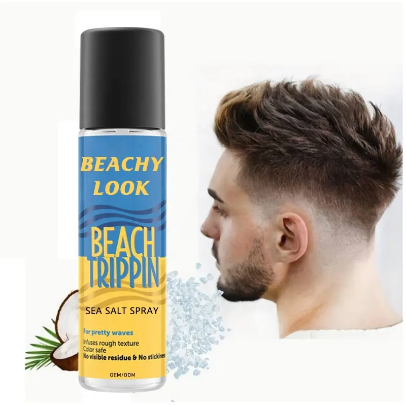 Formulation de marque personnelle personnalisée avec logo propre spray texturisant tout en spray de sel de mer naturel et biologique pour cheveux de noix de coco