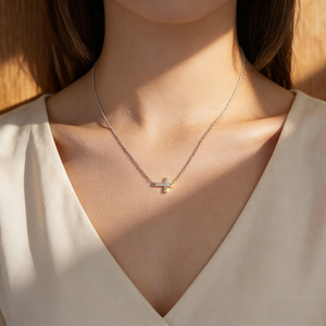 925 Sterling <b>Silver</b> Cross Shape Minimalist Christian Necklace for Women Romantic Pendant Gift - Product Image 4