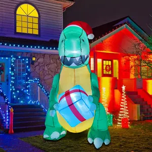 工場カスタマイズクリスマスインフレータブル庭装飾大型屋外クリスマスインフレータブル装飾恐竜ギフト付き