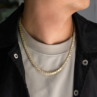 Collier Chaîne Tennis Hip Hop Iced Out en Argent Sterling 925 avec Moissanite Couleur D VVS, Style Rappeur, Bijoux de Luxe