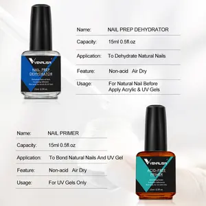Venalisa Bonder Nail Prep Dehydrator En Zuurvrij Primer Acryl Uv Gel Base Coat Primer Air Droog Nail Art primer 2 Stks/set
