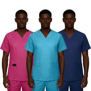 HZMNOI Men Scrub Top V-Neck Short Sleeve Moisture Wicking Hospital Uniform For Medical Professionals - Product Image 2