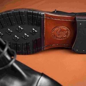 Chaussures habillées pour hommes Goodyear-Welted - Semelle extérieure en cuir véritable, aspect vieilli et délavé, chaussures de cérémonie et de travail - Product Image 5