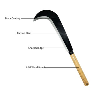 Industrial Grade Reaping Hook Wood Handle 3.7mm <b>Carbon</b> Steel Blade for Agriculture Horticulture <b>Brush</b> Clearing Grass Harvest - Product Image 3