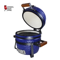 SEB KAMADO Barbecue à charbon de bois bleu 13 pouces Mini barbecue à charbon de bois pliable portable pour l'extérieur