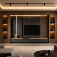 Meuble TV MARFA, style moderne minimaliste de luxe, meuble TV flottant, console multimédia, centre de divertissement LED, projet de villa moderne