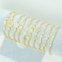 Bracelets de fleurs Plaqué or 18 carats Bracelets de mode réglables Bijoux pour femmes filles