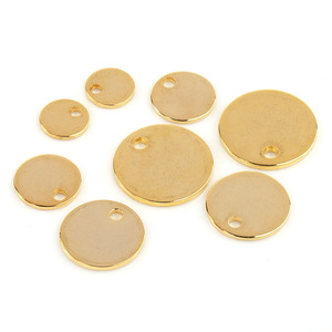 Colgante Redondo de Acero Inoxidable con Logotipo, de un Solo Orificio, para Joyería DIY, Accesorio Grabable Personalizable, Color Oro y Plata - Product Image 5