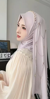 Hijab instantané à enfiler croisé pour femmes musulmanes, à bord souple, facile à porter, voile transparent, direct usine