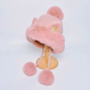 Bonnet d'hiver tricoté unisexe avec oreilles de chat et pompon, style dessin animé, chaud et coupe-vent pour l'extérieur et la plage, vente en gros - Product Image 5