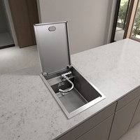 Évier simple en acier inoxydable nano, fait main, à encastrer, avec robinet intégré et robinet pliable pour cuisines de camping-car et caravanes