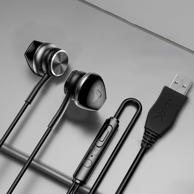 Computer Earphone USB Wired Earbuds 1.4 M USB Headset Gaming Headphones Connect with Mic and Volume Control