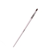 Pinceau à ongles professionnel à manche en plastique blanc, poils en nylon, tête plate, outil de nail art, pour peinture chinoise, vente en gros