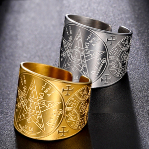 Myshape Tetragrammaton Anello pentagramma amuleto pentacolo anello l'antico nome del potere di dio in acciaio inox Solomon Wiccan gioielli - Product Image 1