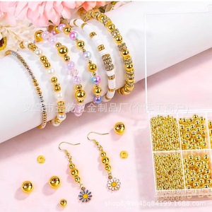 คลิปยึดทองแดง ลูกปัดทรงกลมชุบทองสำหรับทำเครื่องประดับ DIY อุปกรณ์เสริมสร้อยข้อมือ YQDWZ - Product Image 4