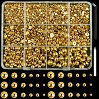 Manik-manik resin setengah lingkaran bentuk campuran, berkilau, dengan lem perekat, rhinestones flatback 3D glitter untuk dekorasi nail art, pakaian & sepatu