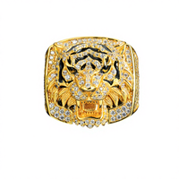 Bague Lion Glaçé Style Punk en Argent Sterling 925 Plaqué Or avec Moissanite VVS Certifiée GRA – Cadeau Homme, Bijou Hip Hop Animal Personnalisé