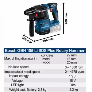 <span class=keywords><strong>BOSCH</strong></span> GBH 185-LI Professional Trapano Tassellatore a Percussione Brushless SDS PLUS 18V Ricaricabile Elettrico Solo Corpo Macchina GBH185-LI - Product Image 5