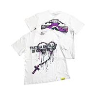 Kaos Pria Lengan Pendek Katun Cetak Gaya Hip-hop Heavy Washed, Model Longgar, Motif Cough Syrup American, Trendi