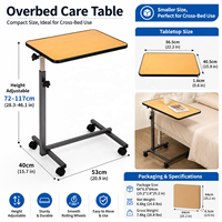 Mesa de Cama Ajustable en Altura, Mesa Auxiliar Móvil con Ruedas, Escritorio para Portátil para Uso Médico, Hospitalario y Doméstico