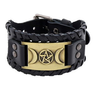 Sıcak Satış İskandinav Geniş Deri Viking Deri Bileklik Kelt Kurt Totemi Şans Sembolü Punk Deri Bileklik Erkek Takı Hediyesi - Product Image 4