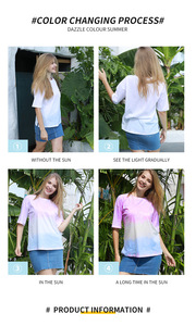 <span class=keywords><strong>T</strong></span>-shirts pour femmes Tie Dye avec changement de couleur sensible aux <span class=keywords><strong>UV</strong></span> personnalisés vierges en gros - Product Image 5