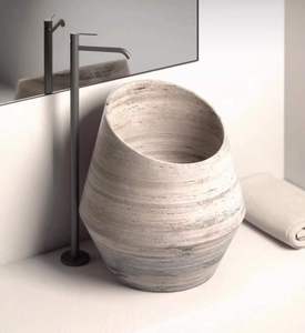 <span class=keywords><strong>Lavabo</strong></span> de Pedestal independiente de mármol travertino <span class=keywords><strong>Beige</strong></span>, lavabos de baño para Hotel y hogar para aplicación de lavado, Material de <span class=keywords><strong>piedra</strong></span> - Product Image 6