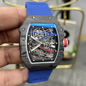 Wholesale UltraLight Carbon Fiber Mechanical Men's <b>Watch</b> Tonneau <b>Skeleton</b> Dial, Lightweight Nylon Strap SportsBusiness Style - Product Image 4