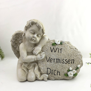 Custom Polyresin Sand Pet <strong>Dog</strong> and Angel <strong>Memorial</strong> <strong>Stone</strong> for Grave - Product Image 2