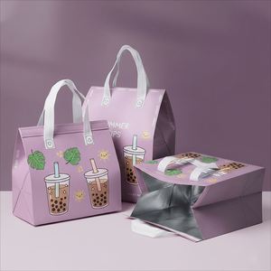กระเป๋าเก็บความร้อนสำหรับกาแฟแบบไม่ทอ ยี่ห้อ OEM ODM พร้อมซับในอะลูมิเนียมฟอยล์ - Product Image 6