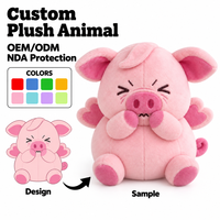 Peluche personnalisée cochon rose avec ailes en forme de cœur et queue bouclée pour les promotions de la Saint-Valentin et les collections de cadeaux