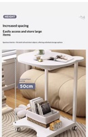 Table d'appoint moderne en forme de nuage avec plateau en MDF, table à roulettes à 2 niveaux de rangement, mobilier de maison pour petits espaces, table d'appoint à roulettes