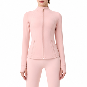 USA Oversea Women's Fitness Seamless Breathable <b>Workout</b> Yoga <b>Jackets</b> Quick Dry Long Sleeve Running Top Yoga Set and Women Set - Product Image 1