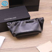 Étui à lunettes de soleil en cuir PU avec logo personnalisé, interrupteur magnétique, boîte-cadeau en carton avec tissu