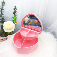 Boîte à bijoux de voyage portable en gros personnalisée, miroir, double couche, étanche, collier, boucles d'oreilles, boîte de rangement pour cadeaux