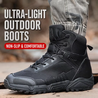Bottes tactiques pour hommes, mi-mollet, à lacets, dessus en mesh, semelle en caoutchouc antidérapante, chaussures de randonnée pour l'été et l'hiver, randonnée en plein air