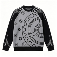 Pull en laine jacquard à motif graphique personnalisé OEM 2026 pour homme, pull de luxe de marque de créateur