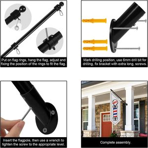 Bandera Triangular para Barbería, Doble Cara, con Poste, para Montar en la Pared, Exterior, Poliéster Grueso de 3 Capas, para Negocios de Peluquería - Product Image 5