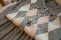 Nouvel ensemble deux pièces automne 2026 pour filles : cardigan à col roulé à carreaux et jupe courte – Robe pull pour filles