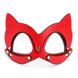 Máscara de gato de cuero Sexy gótico con orejas Bdsm fetiche media cara para <span class=keywords><strong>Catwomen</strong></span> para carnaval Halloween mascarada fiesta Bondage Gear - Product Image 5