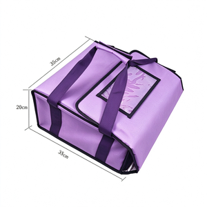 Sac de livraison de pizza isotherme ultra-fin en polyester 600D imperméable à motif léopard rouge, durable, avec poche avant zippée et logo - Product Image 6