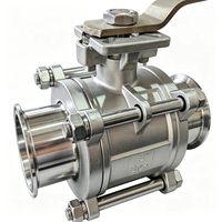 Vanne à boisseau sphérique sanitaire 3 pouces en acier inoxydable SS304, à raccord rapide Tri-Clamp, à plateforme haute, 3 pièces, de qualité alimentaire