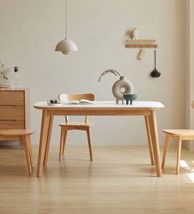 Mesa de Comedor Redonda de Madera Maciza de Estilo Nórdico Moderno P3112, Muebles para el Hogar de Madera de Caucho con Silla - Product Image 5