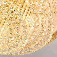 Lustre de plafond LED contemporain de luxe à télécommande, design moderne en cristal doré pour salon et chambre à coucher