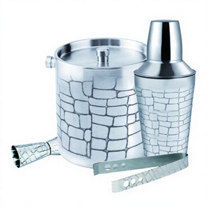 Stainless Steel <b>Bar</b> ware Stone Design Design <b>bar</b> Set Wholesale Price for <b>bar</b> Copper and Grey Color Shaker - Product Image 1