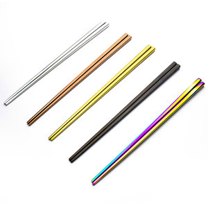 5 คู่สายรุ้งสแตนเลส SUS304 ชุดตะเกียบจีนเกรดอาหาร Chops ตะเกียบเกาหลีชุดอาหารจีน Sticks - Product Image 1